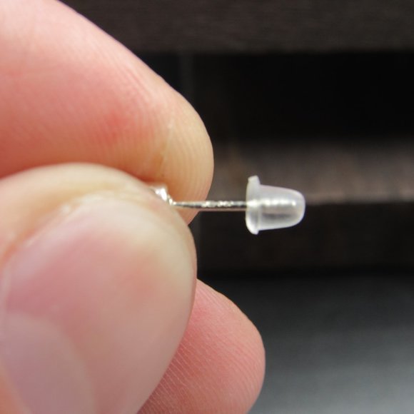 Sterling Silver Very Small Red CZ Stud Earrings - Picture 5 of 6